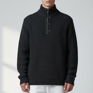 Banana Republic Men's Merino Wool Funnel Neck 1/4 Zip Ribbed Knit Sweater Sz M